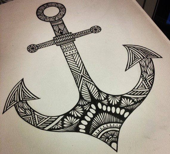 570x518 Nautical Anchor Print Anchor Drawing Nautical Art Aztec