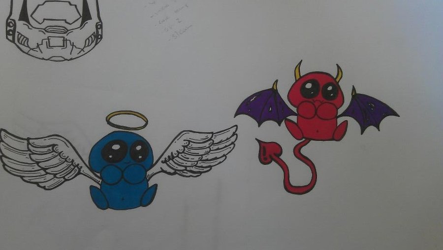 900x507 Angel And Devil Tattoo Drawing By Ginningranger