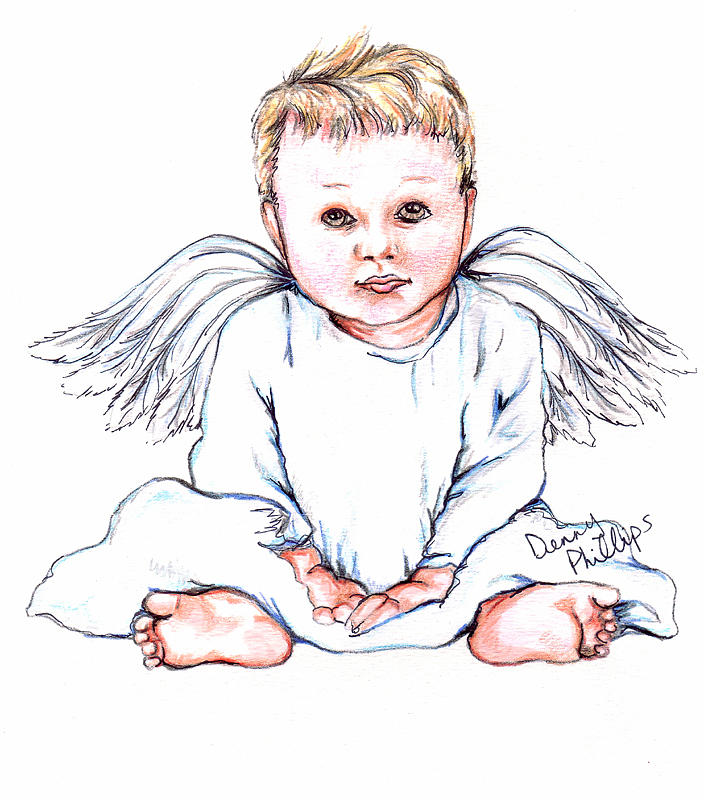 704x800 Angel Baby Ii Drawing By Denny Phillips