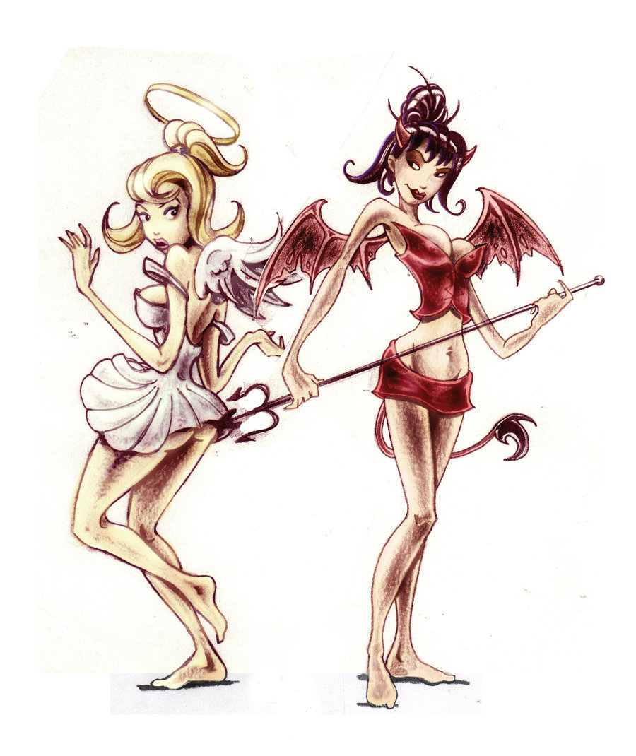 900x1070 Angel And Devil By Roerjm