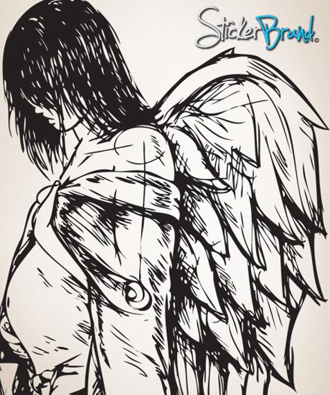 477x570 Vinyl Wall Decal Sticker Angels And Demons Drawing