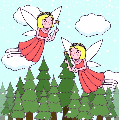 463x468 Angel Drawing Cute Girl Icon Colored Cartoon Design Vectors Stock