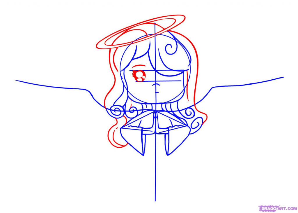 1024x730 Cartoon Drawings Angels How To Draw A Cartoon Angel, Stepstep