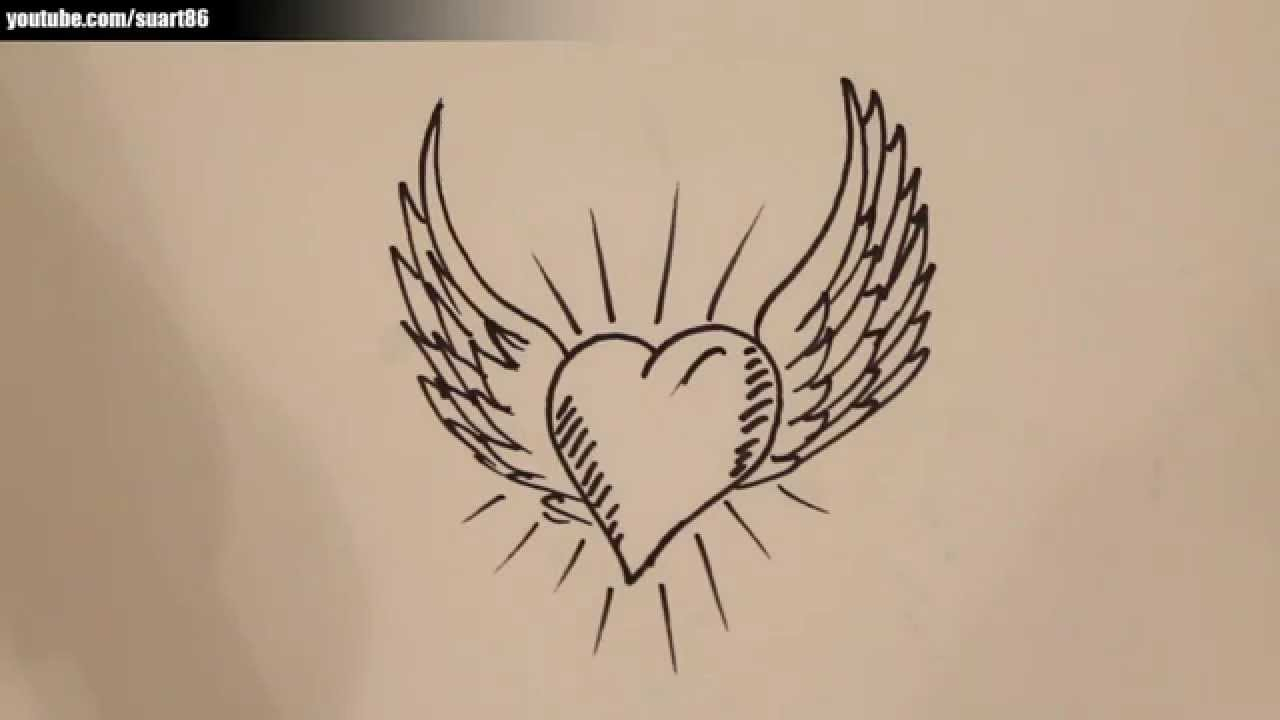 1280x720 Easy Angel Wings Drawing How To Draw A Heart With Angel Wings