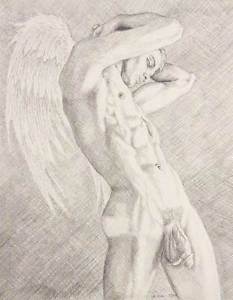 233x300 9 X 12 Drawing Print Nude Male Striving To Be An Angel Gay Art