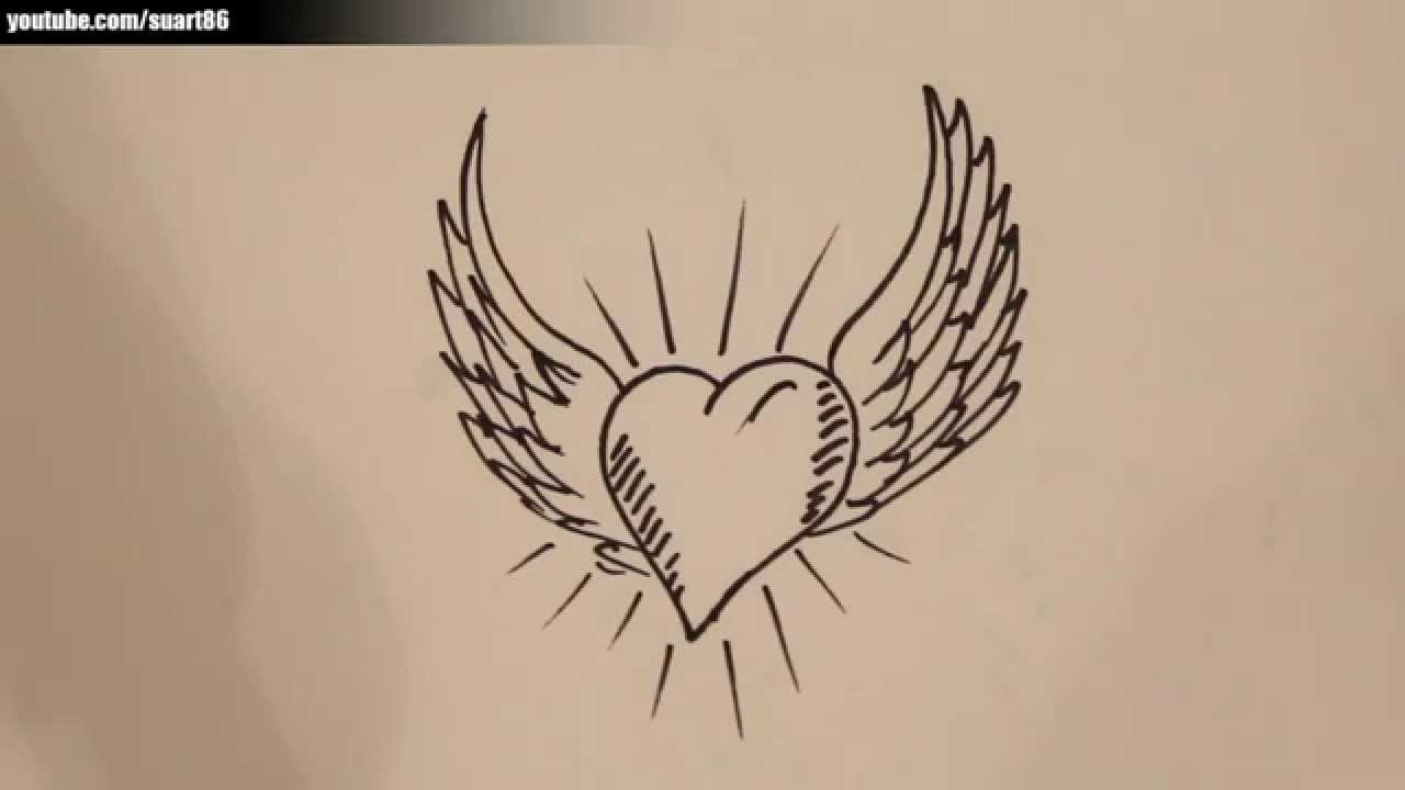 1280x720 How To Draw A Heart With Angel Wings