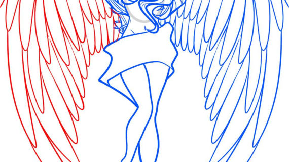 570x320 Simple Angel Wings Drawing Angel Wings Drawing