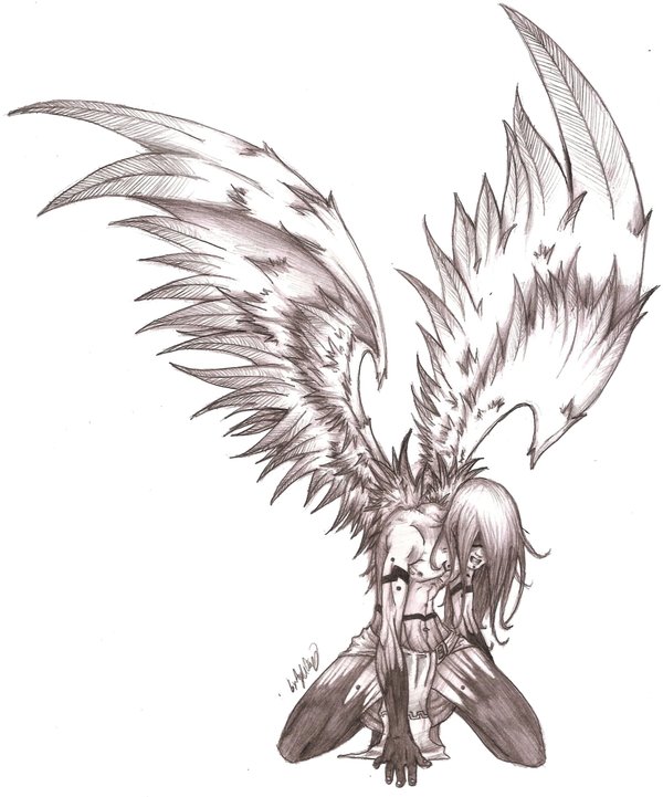 600x721 An Angels Pain Sketch By Mavericktears