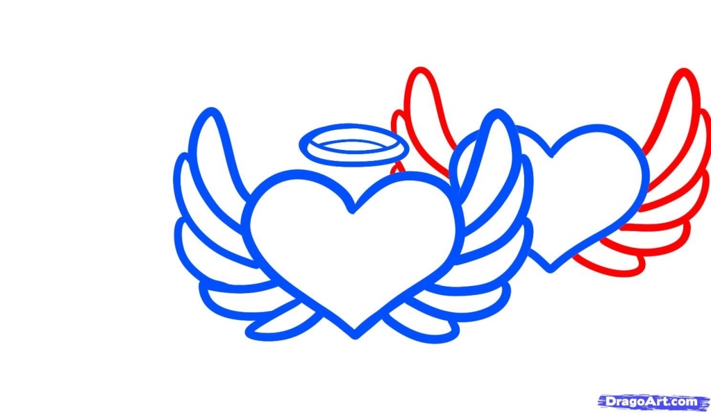 1024x595 Easy To Draw Angel Wings How To Draw Angel Hearts Step Step