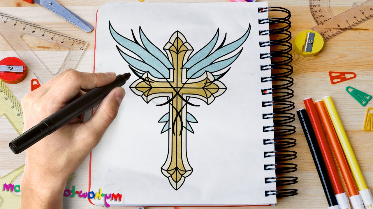 1280x720 Drawing Angels Kalars Hd 3d How To Draw A Cross With Angel Wings
