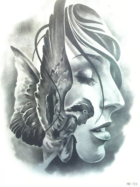 480x640 2017 New Fashion Sexy Flash Angel Face Waterproof Tattoo Women