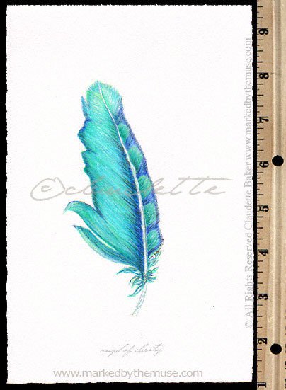 404x551 Angel Of Clarity Feather Drawing Inspirational Artwork Marked By