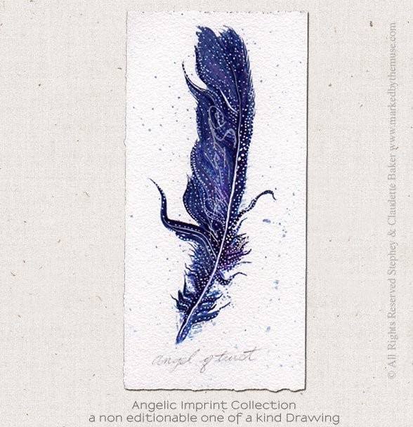 588x608 Angel Of Trust Feather Drawing Inspirational Artwork Marked By
