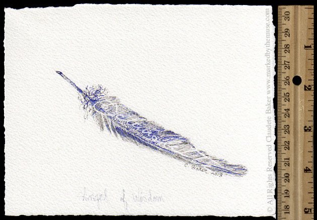 630x438 Angel Of Wisdom Feather Drawing Inspirational Artwork Marked By