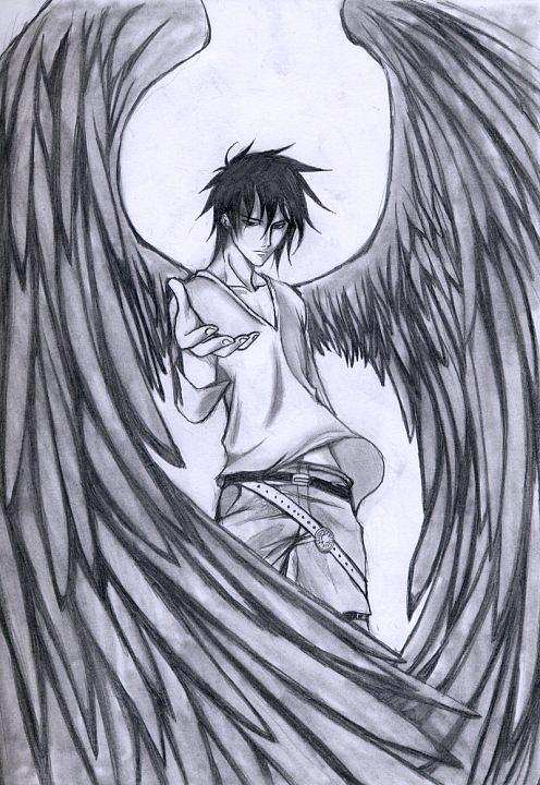 496x720 Dark Angel Drawing By Gabriel Baez