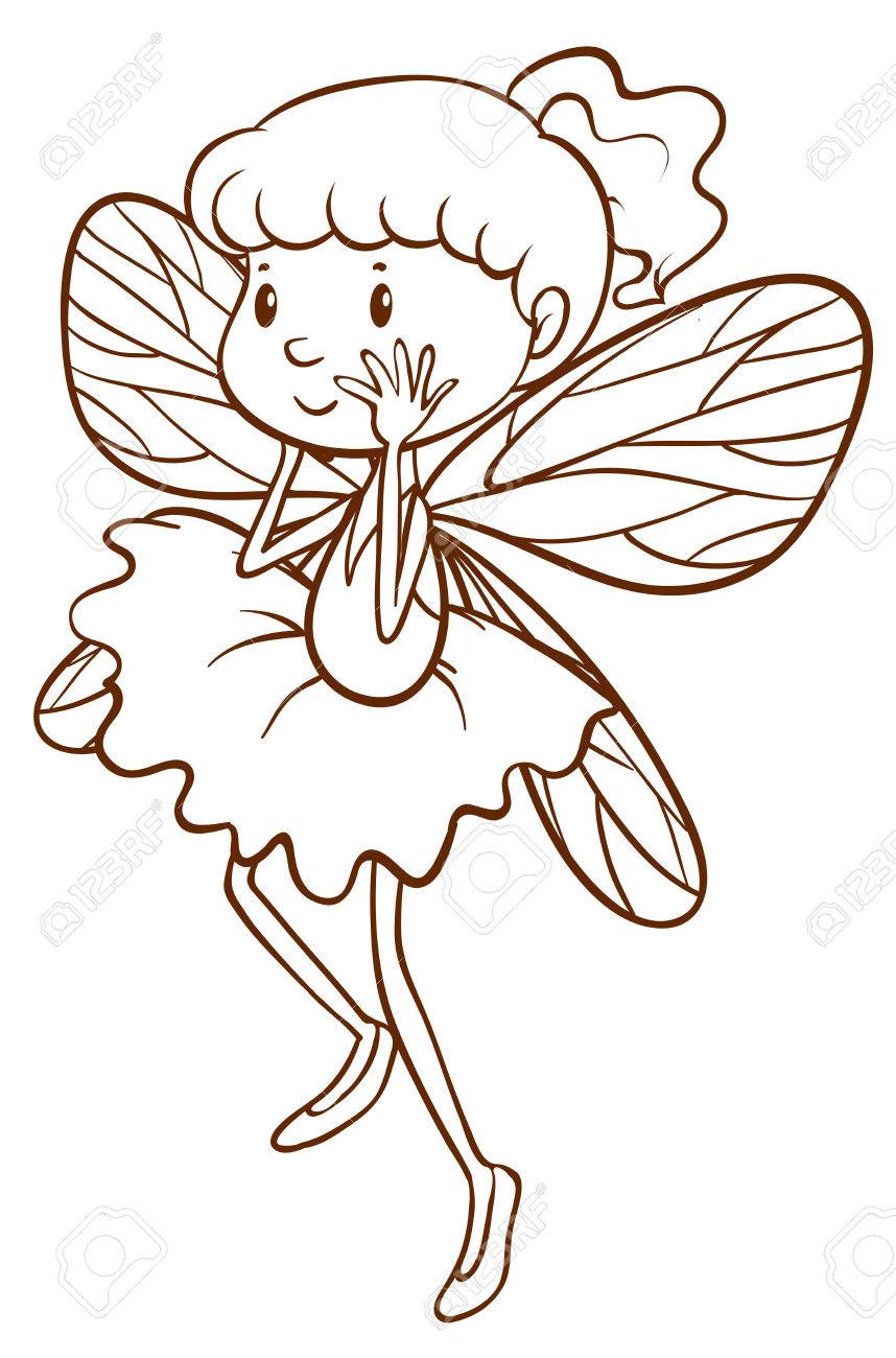 858x1300 Illustration Of A Simple Sketch Of A Fairy On A White Background