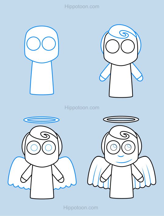 538x708 Simple Drawing Lesson On How Draw A Cartoon Angel. How