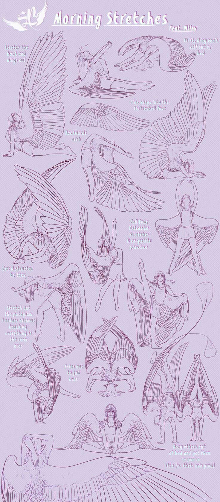 736x1677 Morning Stretches With Me Wings Drawing Morning