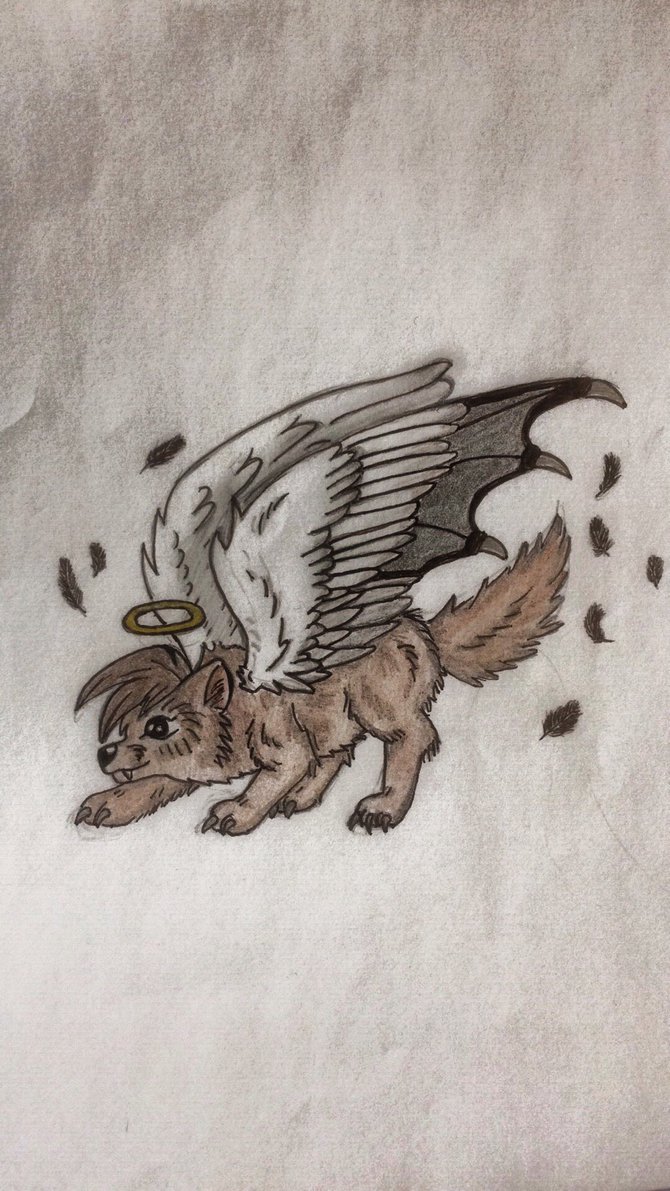 670x1191 Playful Angel Wolf By Scarletfenrirx