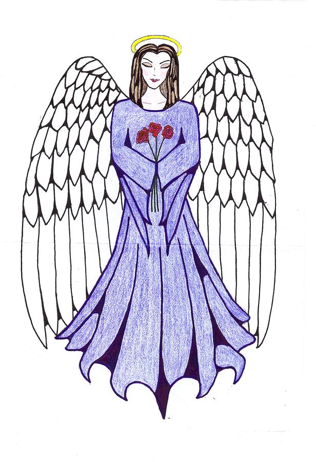 616x900 Guardian Angel Drawing By Tallulah P