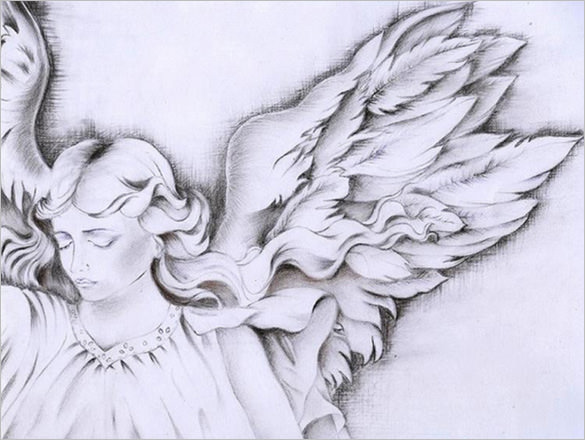 585x440 Angel Wings Drawings Free Amp Premium Templates