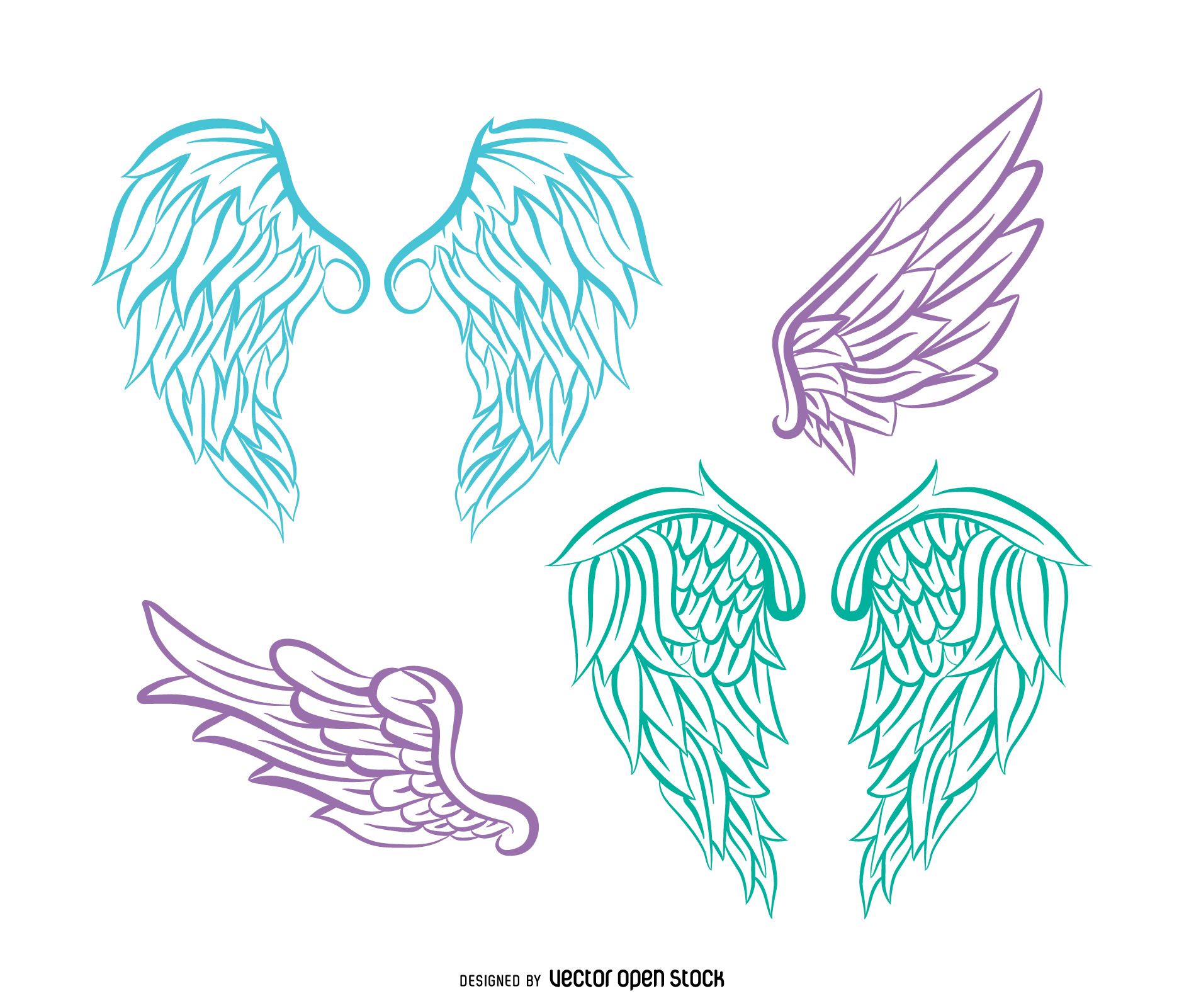 1881x1601 Realistic Angel Wings Illustration Set