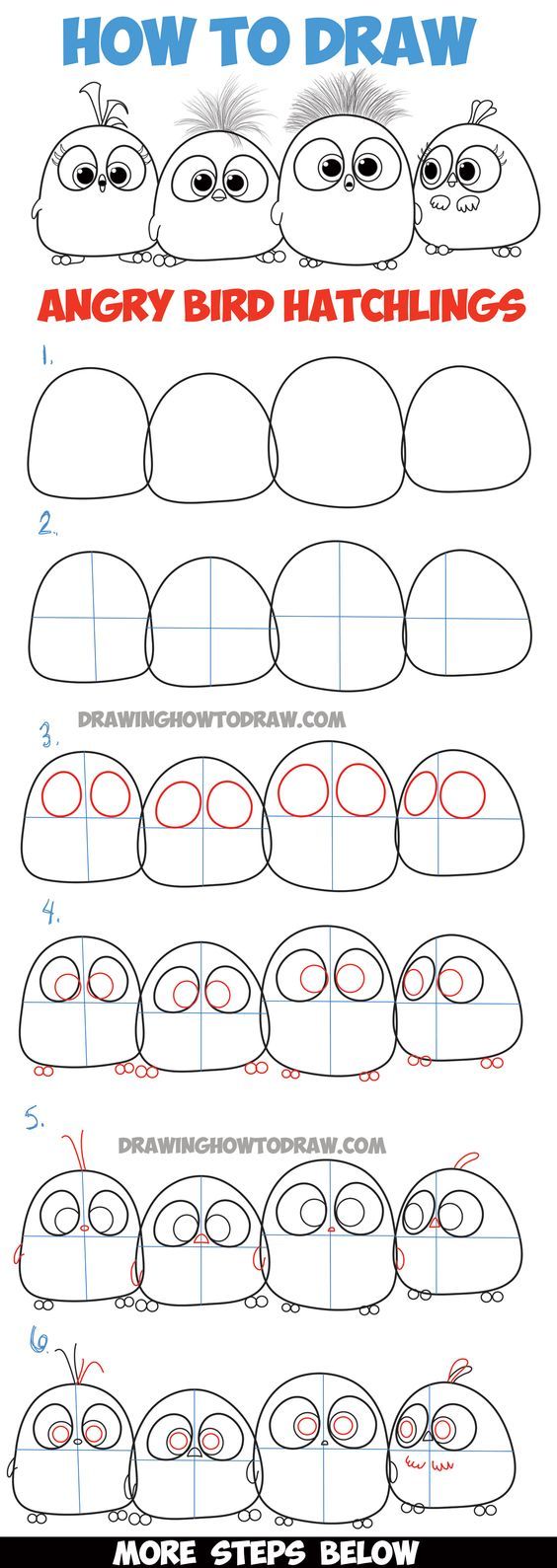 564x1589 Learn How To Draw Angry Bird Hatchlings Baby Birds