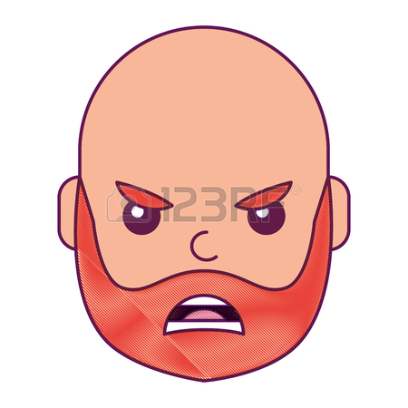 450x450 Young Man Face Angry Expression Cartoon Vector Illustration