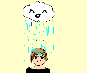 300x250 Cloud Happily Rains On One Angry Person (Drawing By Lordcabbage)