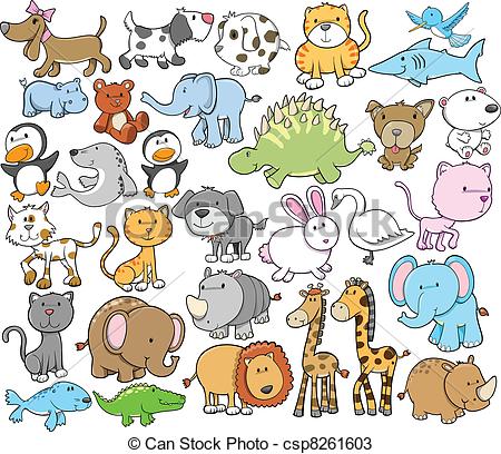 450x408 Cute Animal Vector Design Elements Set Vectors