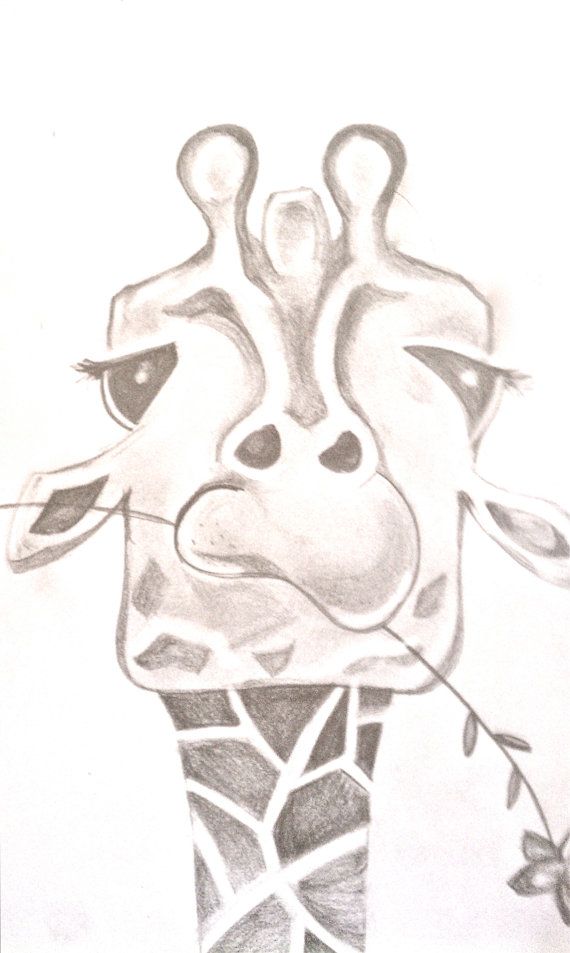 570x953 Funny Giraffe Drawing. By Bunnytheduck On Etsy, Animal Sketch