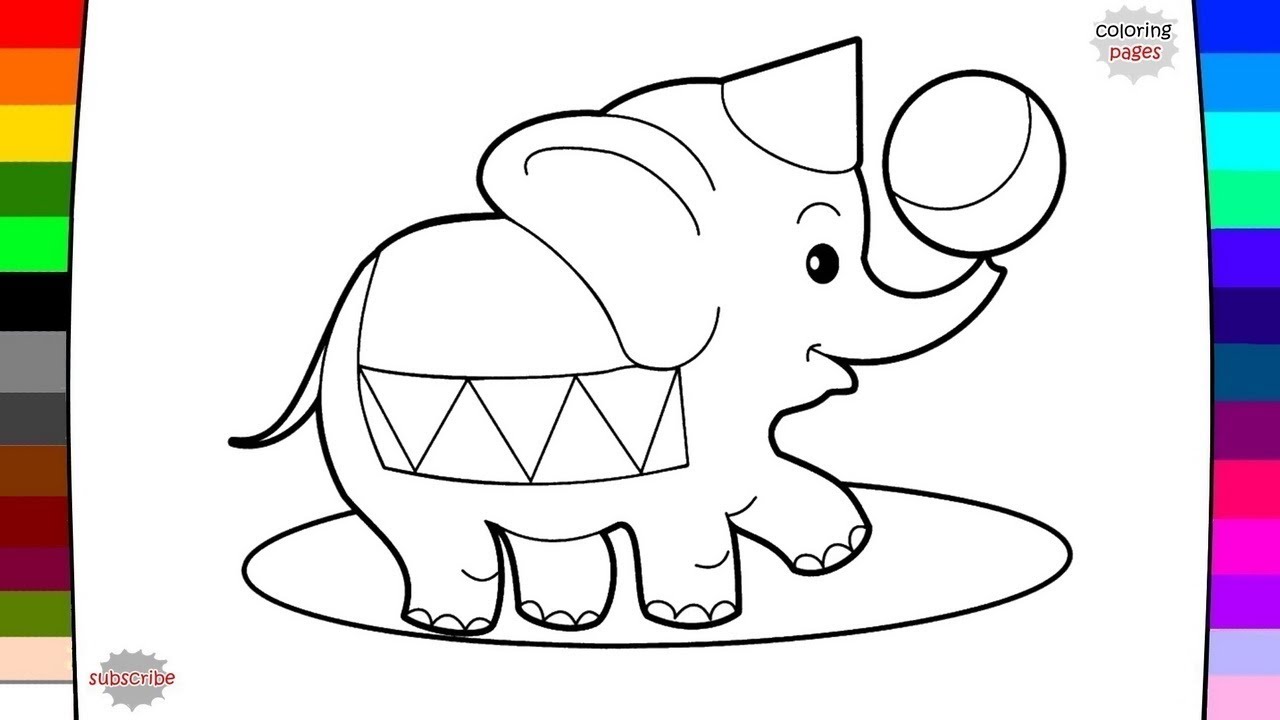 1280x720 Circus Animal Elephant Coloring Page