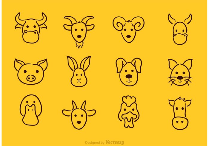 700x490 Vector Animal Face Drawing Icons 110705