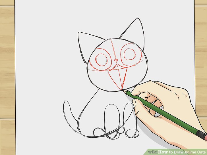 728x546 How To Draw Anime Cats 6 Steps (With Pictures)