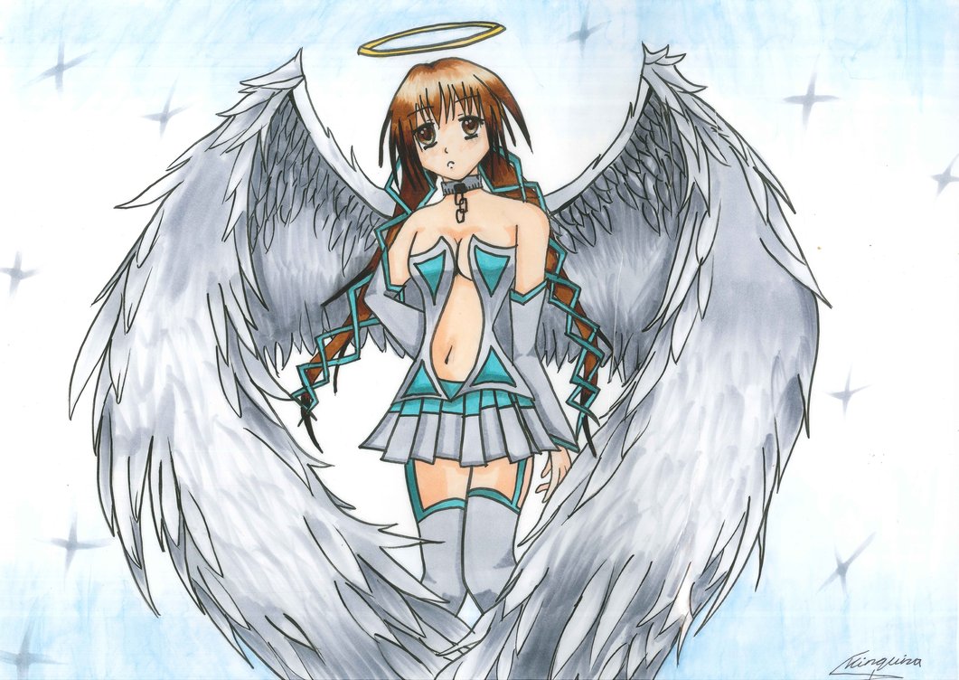 1061x752 Anime Angel Girl By Animereddy