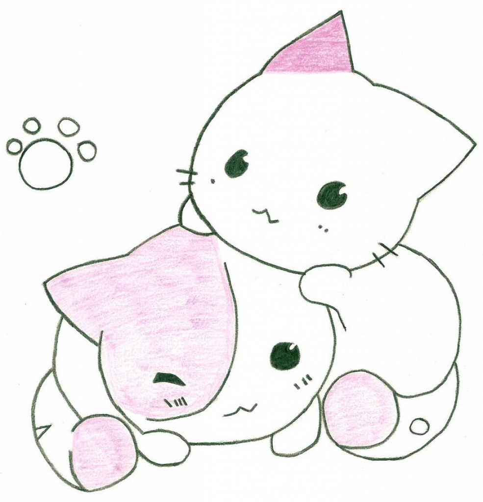 Cute Anime Cat Drawing - Cute Cat Drawings Animal Anime Drawing Kitten ...