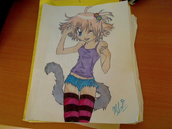 600x450 Drawing Of Anime Cat Girl By Pearlrock23