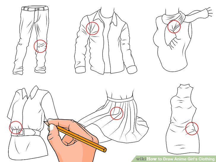 728x546 How To Draw Anime Girl's Clothing (With Pictures)