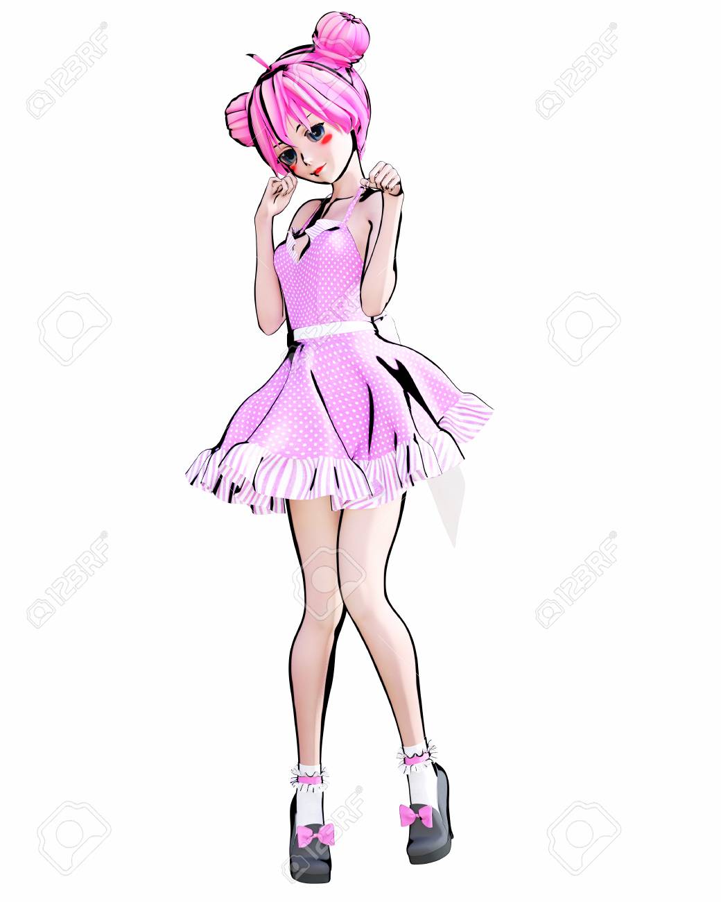 1040x1300 3d Sexy Anime Doll Girl Big Blue Eyes And Bright Makeup. Cartoon