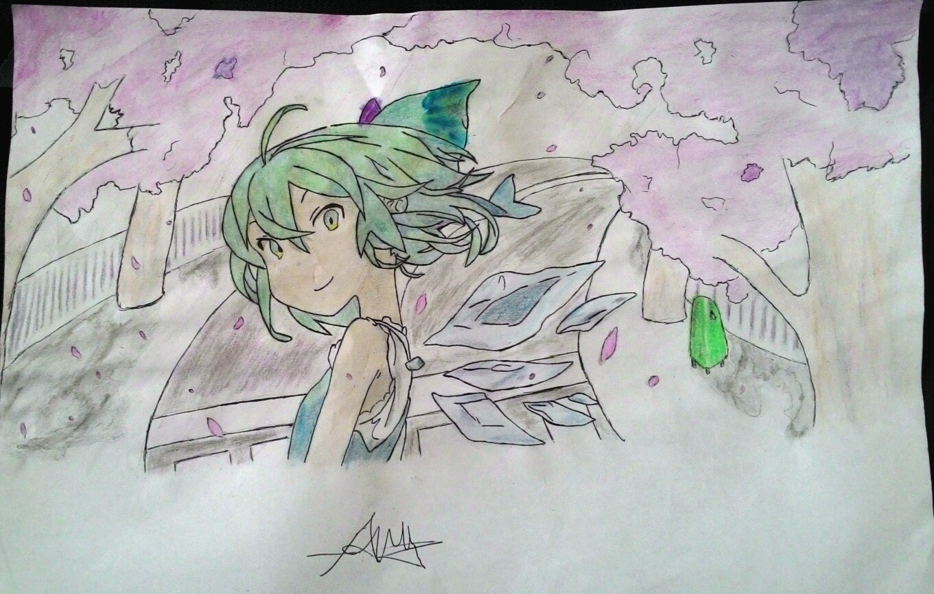 1361x866 My Drawing Anime With Background (Sakura) Tried And Learning