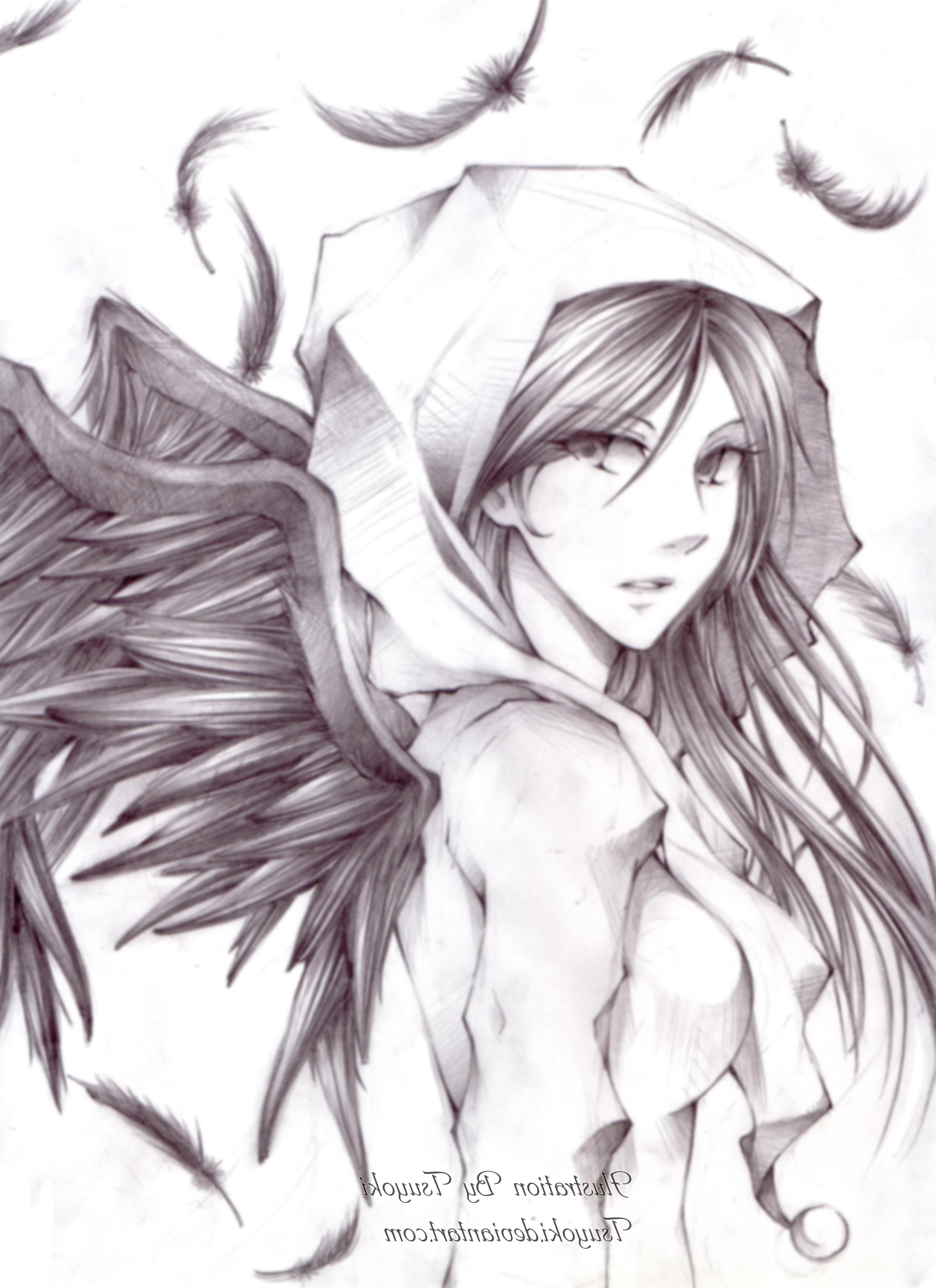 2453x3376 Sad Angel Anime Drawings In Pencil Drawn Anime Pencil Drawing