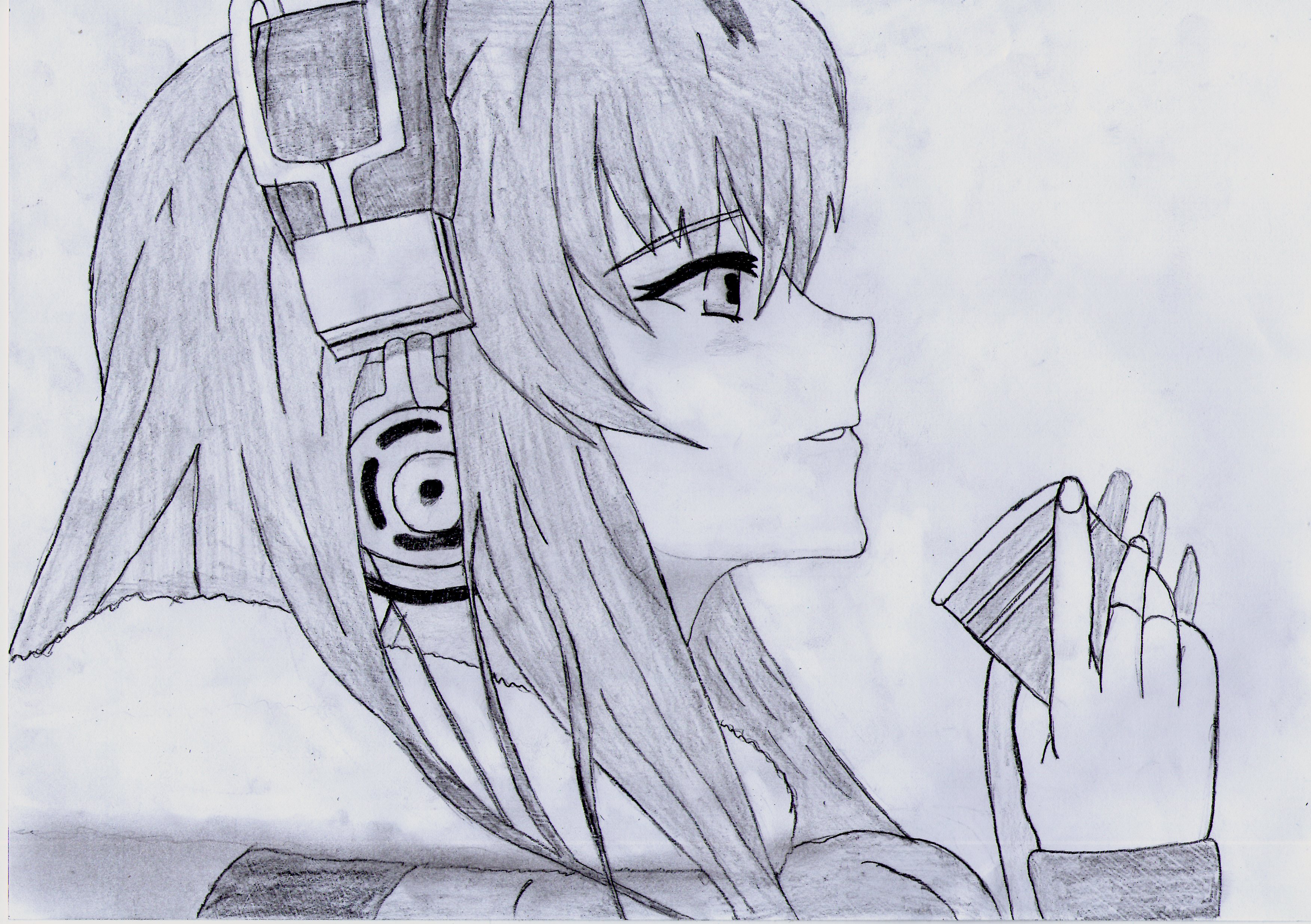 3505x2471 Headphone Anime Girl Drawing By 1dragonwarrior1