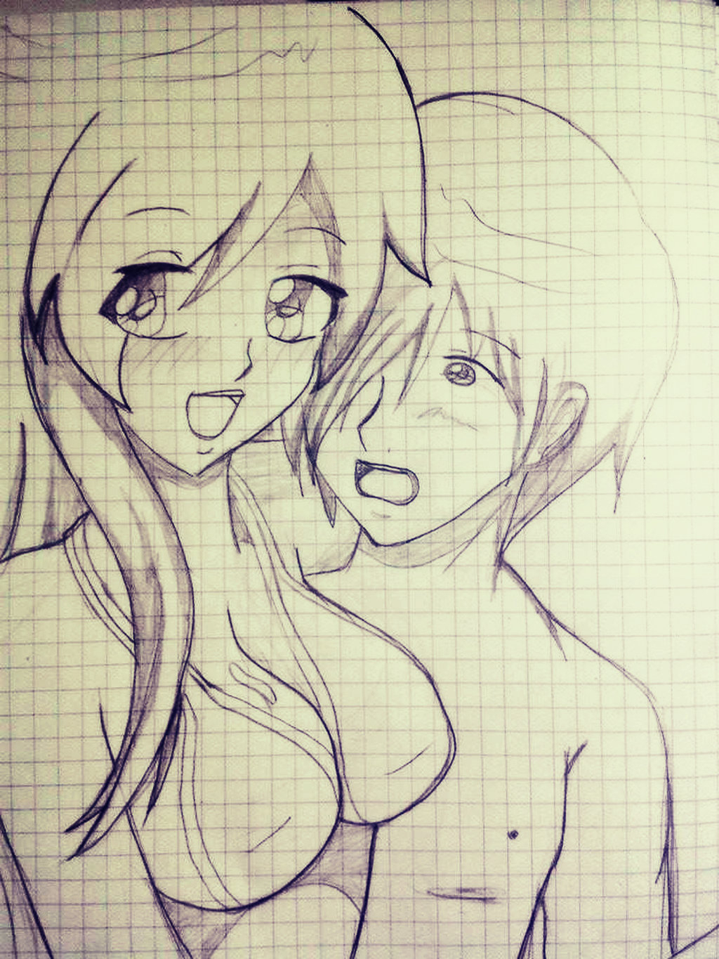 1024x1365 Anime Drawing Of A Boy And Girl Boy And Girl Sunbathing Pencil