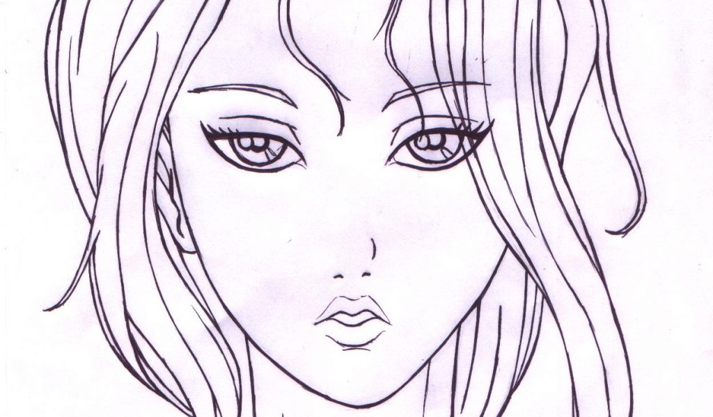 1024x600 Drawing Anime Faces Photos Anime Girl Face Drawings,