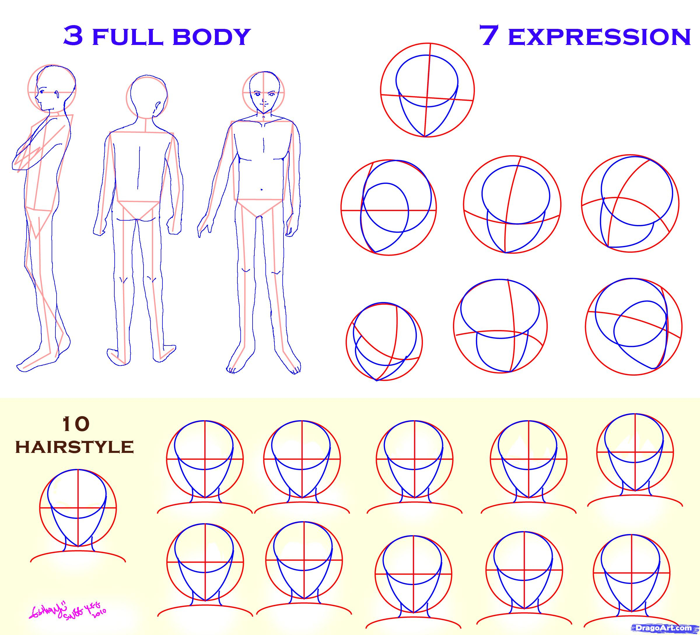 How To Draw A Manga Head Steps On Drawing Anime Faces Drawing Ideas ...