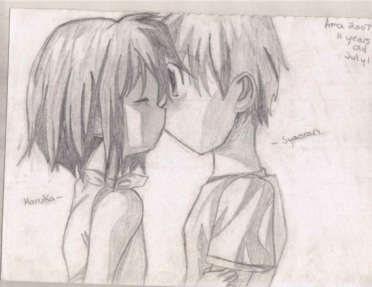 1264x976 Anime Love Drawing Cute Couple S In Pencil Drawn Draw