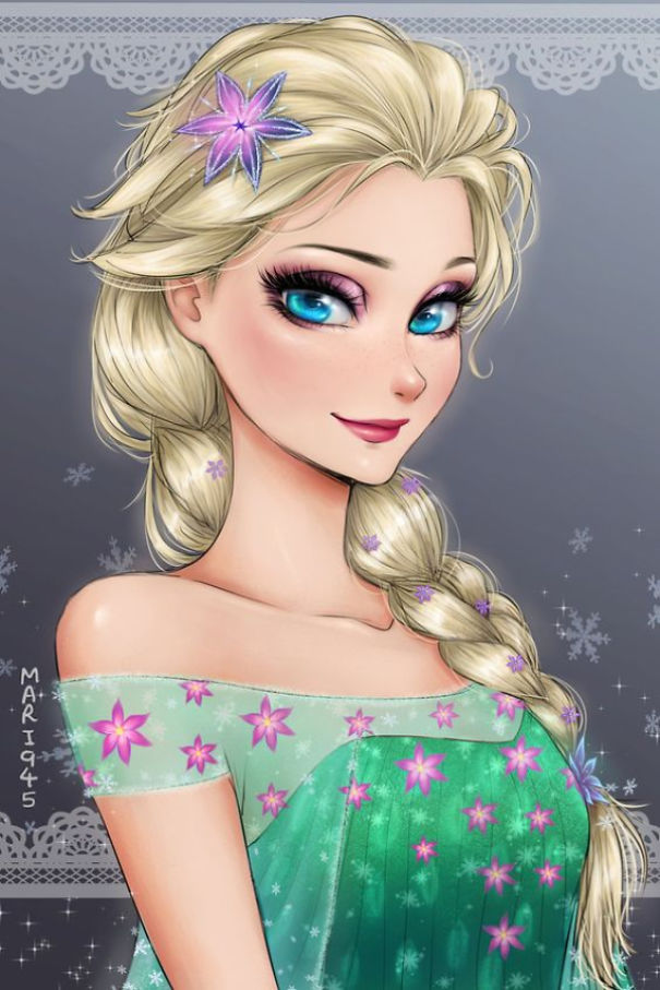 605x907 I Draw Disney Princesses As Anime Characters Bored Panda