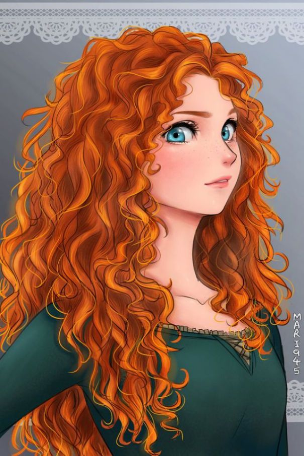 605x907 I Draw Disney Princesses As Anime Characters Brave Merida