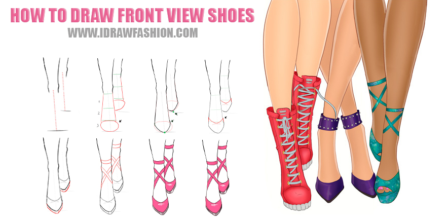 884x442 How To Draw Front View Shoes By Idrawfashion