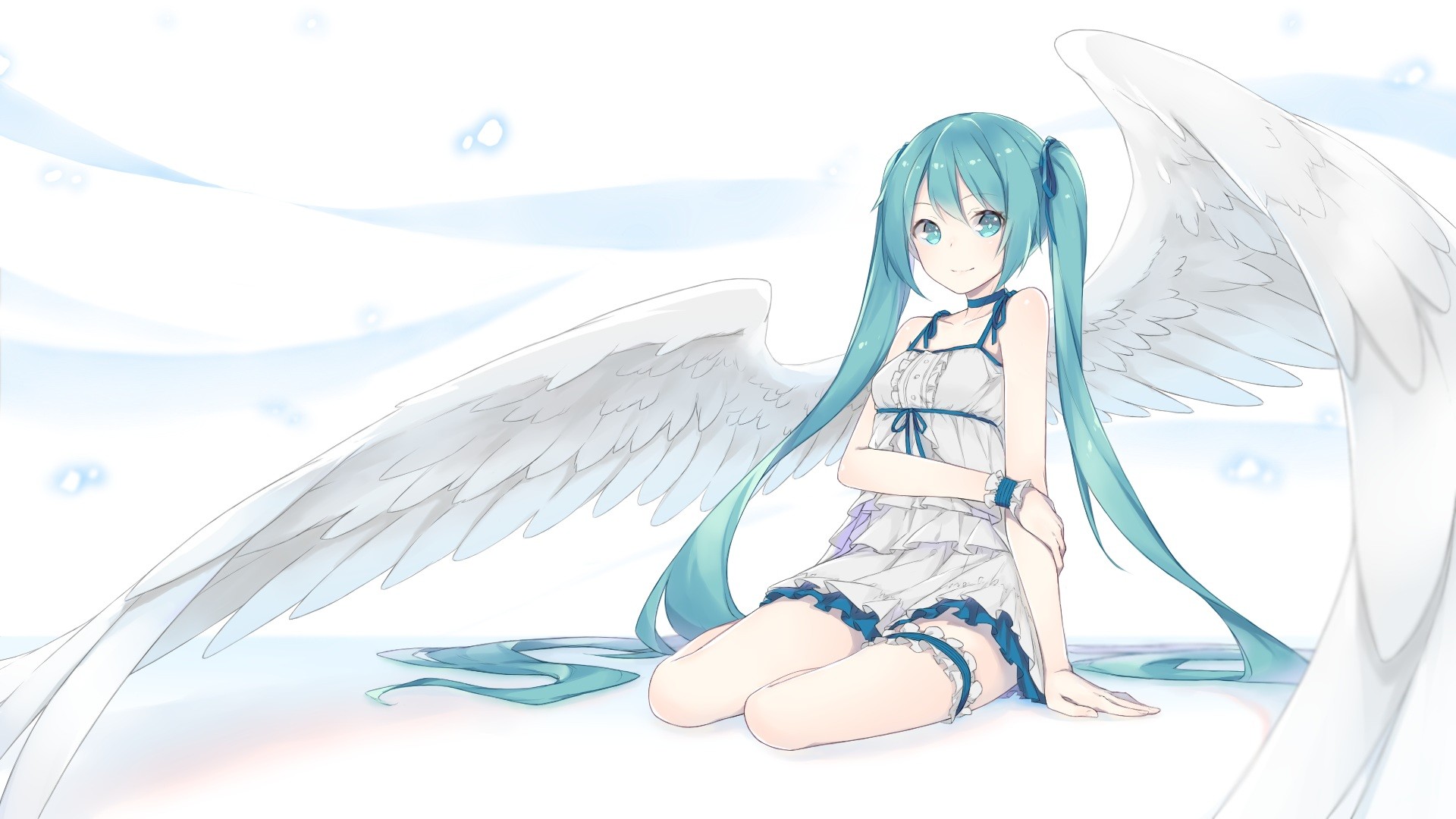1920x1080 Wallpaper Drawing, Illustration, Long Hair, Anime, Wings, White